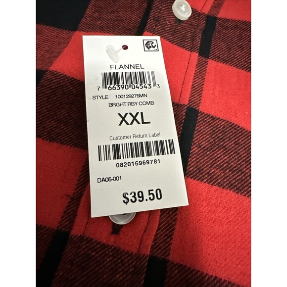Club Room Shirt Men’s XXL Flannel Red/BLK Plaid Casual Button Down With Pocket - Picture 10 of 10